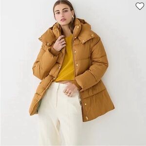 J. Crew New Chateau Puffer Coat in Caramel